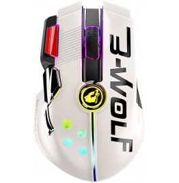 Wired/Wireless Gaming Mouse Up to 12000 DPI,Rechargeable Mouse with 1000mAh Battery,Type-C,Chroma RGB,9 Programmable Buttons+Rapid Fire,Joystick Ultralight Honeycomb Shell for PC Gamer(Mlik Tea White)