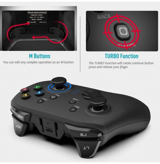 Forty4 Wireless Gaming Controller, Dual-Vibration Joystick Gamepad Computer Game Controller for PC Windows 7/8/10, PS3, Switch- Black