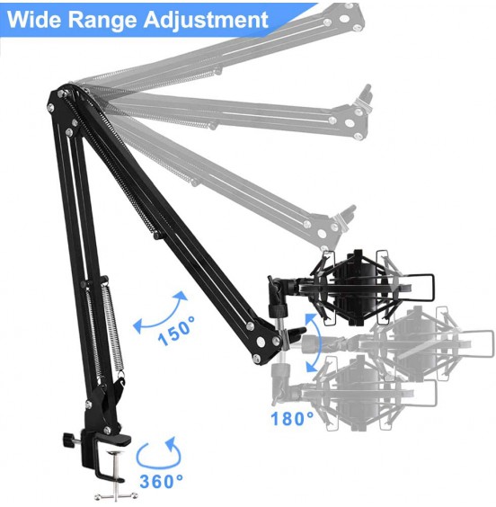 2021 Upgraded USB Condenser Microphone for Computer, Great for Gaming, Podcast, LiveStreaming, YouTube Recording, Karaoke on PC, Plug &amp; Play, with Adjustable Metal Arm Stand, Ideal for Gift, Black