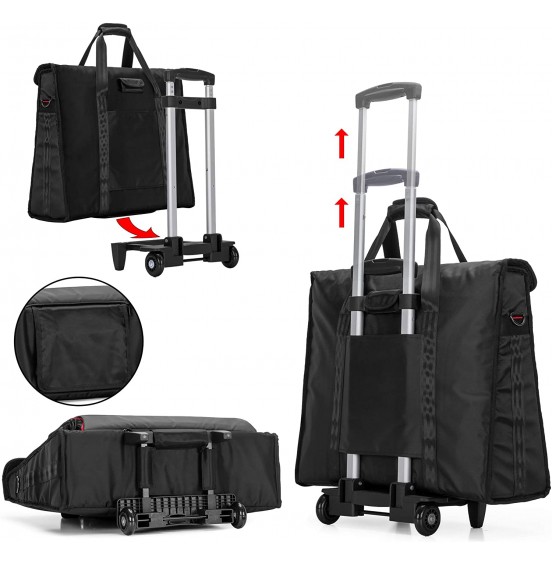 CURMIO Rolling Carrying Bag with Wheels Compatible with Apple iMac 27 inch Desktop Computer, Detachable Trolley Storage Case Compatible with iMac 27вЂќ Monitors and Accessories, Black (Patented Design)