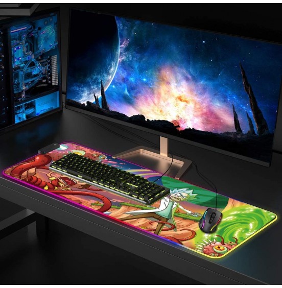 Bimormat RGB Mouse Pad LED Light Gaming Mouse Pad with Rubber Base Colorful Computer Carpet Desk Mat for PC Laptop (35.4 15.7 inch) (9040rkmomo)