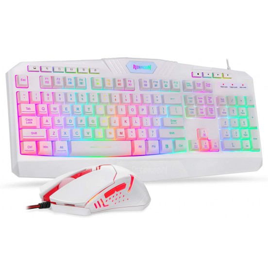 Redragon S101 Wired Gaming Keyboard and Mouse Combo RGB Backlit Gaming Keyboard with Multimedia Keys Wrist Rest and Red Backlit Gaming Mouse 3200 DPI for Windows PC Gamers (Black)