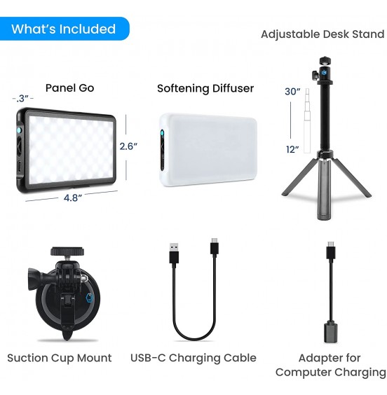 Lume Cube Broadcast Lighting Kit | Live Streaming, Video Conferencing, Remote Working, Zoom Webcam | Lighting Accessory for Laptop, Adjustable Brightness and Color Temperature, Computer Mount Included