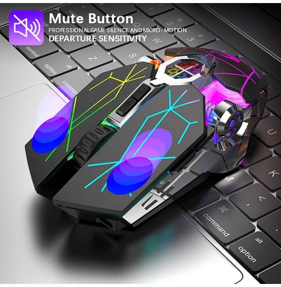 Wireless Gaming Mouse Rechargeable,RGB Multi-Colour Backlit Game Mice with 7 Buttons Computer Accessories,2.4G Silent Optical,3 Adjustable DPI Game Mouse Power Saving Mode for Laptop/PC/Notebook