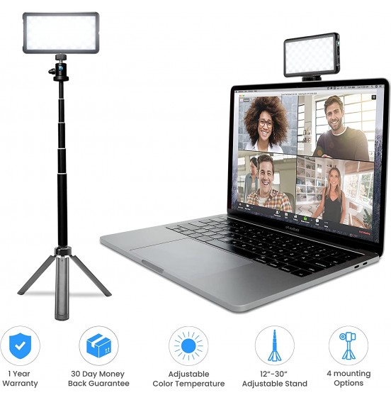 Lume Cube Broadcast Lighting Kit | Live Streaming, Video Conferencing, Remote Working, Zoom Webcam | Lighting Accessory for Laptop, Adjustable Brightness and Color Temperature, Computer Mount Included