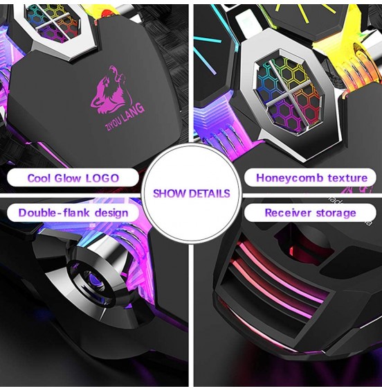 Wireless Gaming Mouse Rechargeable,RGB Multi-Colour Backlit Game Mice with 7 Buttons Computer Accessories,2.4G Silent Optical,3 Adjustable DPI Game Mouse Power Saving Mode for Laptop/PC/Notebook