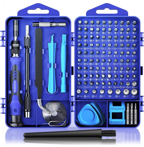 Computer Repair Kit, 122 in 1 Magnetic Laptop Screwdriver Kit, Precision Screwdriver Set, Small Impact Screw Driver Set with Case for Computer, Laptop, PC, for iPhone, Watch, Ps4 DIY Hand Tools -Grey